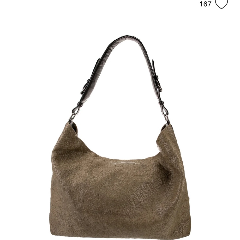 Louis Vuitton Leather Shoulder Bags Monogram Embossed Lampskin Antheia Hobo PM
